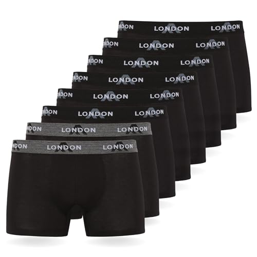 FM London (8er-Pack) Herren-Boxershorts mit elastischem Bund Herrenunterwäsche für den Alltag Schwarz (8er Pack), M von FM London