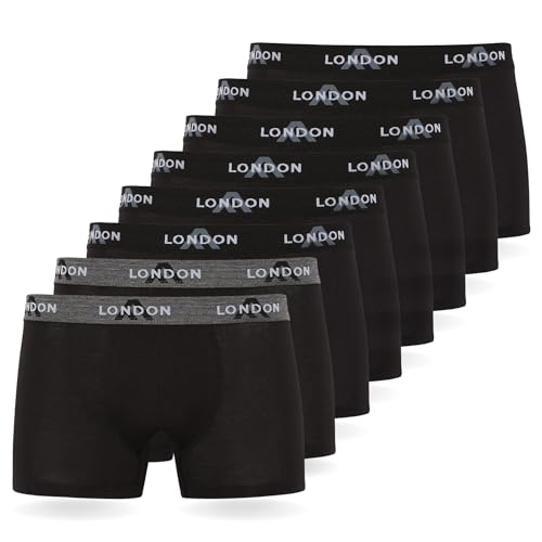 FM London Herren (4/8er-Pack) Boxershorts Hipsters, Schwarz (8er Pack), M von FM London