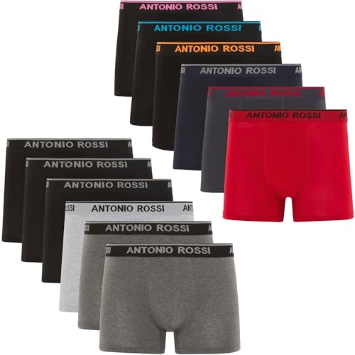 ANTONIO ROSSI (12er-Pack) Herren-Boxer-Hipster - Herren-Boxershorts Multipack mit elastischem Bund, Dunkel Gemischt, S von ANTONIO ROSSI