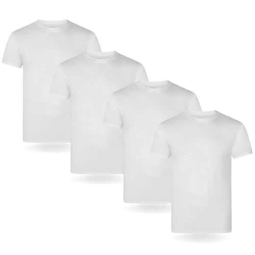 FM London (4er-Pack) Bio-T-Shirt für Herren - Mittelschwere Herren-T-Shirts Multipack Ideal für den Alltag - Tag-frei, bequem, weich von FM London