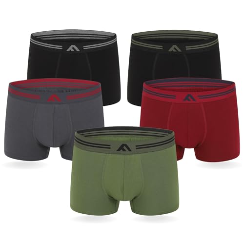 FM London (5er-Pack) Bambus-Herren-Boxershorts mit Stretch-Fit-Design, Dunkel Gemischt, L von FM London