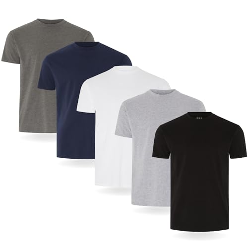 Fm London Herren-t-shirt (3/5er-pack) Herren T-Shirt , Schwarz, Grau, Weiß, Marineblau, Anthrazit (5er-pack), XL von FM London