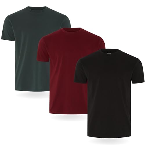 Fm London Herren-t-shirt (3/5er-pack) Herren T-Shirt , Schwarz, Burgunderrot, Grün (3er-pack), M von FM London