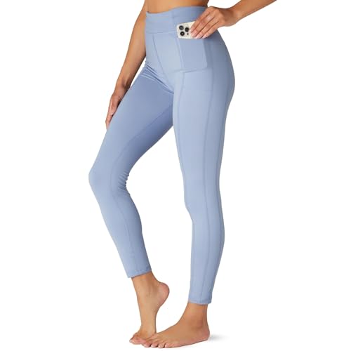 FM London High Waisted Leggings mit Taschen - herrlich weiche Leggings für Frauen in voller Länge und Capri-Designs Yogahosen oder Fitness-Leggings, Blau (Brunera), S von FM London