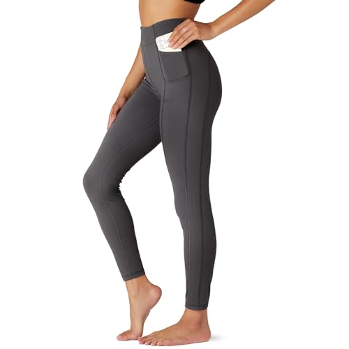 FM London High Waisted Leggings mit Taschen - herrlich weiche Leggings für Frauen in voller Länge und Capri-Designs Yogahosen oder Fitness-Leggings, Holzkohle (Magnet), S von FM London