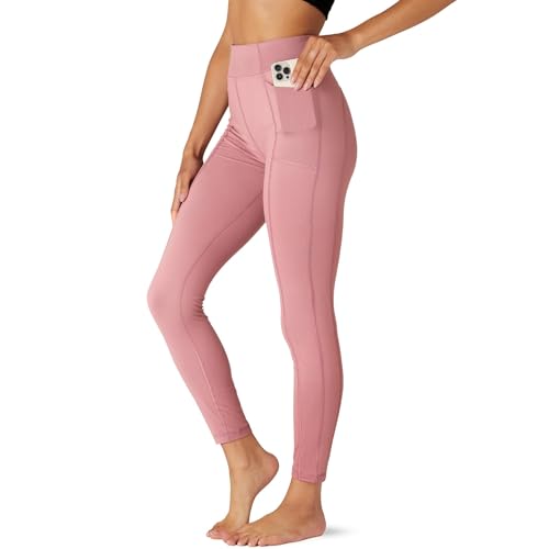 FM London High Waisted Leggings mit Taschen - herrlich weiche Leggings für Frauen in voller Länge und Capri-Designs Yogahosen oder Fitness-Leggings, Rosa (Foxglove), S von FM London