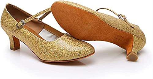 Damen Latein Tanzschuhe Absatz 5cm, rutschfeste Sohle,mit Glitzer,Tango Salsa Gesellschaftstanz von FM2018XSL