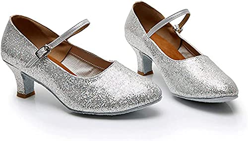 Damen Latein Tanzschuhe Absatz 5cm, rutschfeste Sohle,mit Glitzer,Tango Salsa Gesellschaftstanz von FM2018XSL