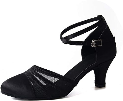 Damen Schuhe Tanzschuhe mit Absatz 5,10cm für Latein(Schwarz,39) von FM2018XSL