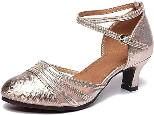 Damen Schuhe Tanzschuhe mit Absatz 5,11cm für Latein(Champagner Gold,40) von FM2018XSL