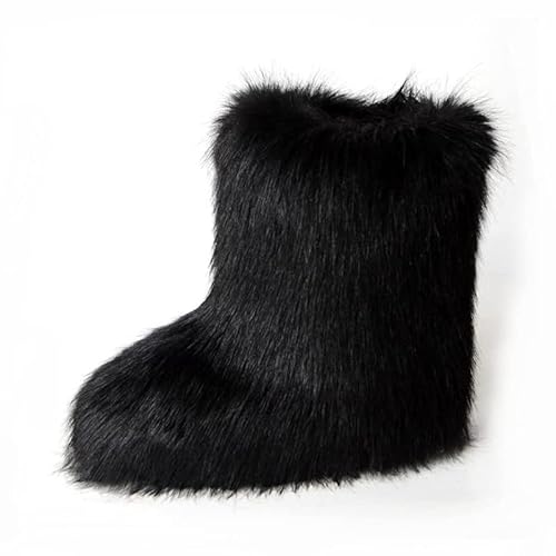 FM2018XSL Damen Kunstpelz Stiefel Warm Boots Winter Gefüttert Fell Pelz Schnee Kunstfell Stiefel von FM2018XSL