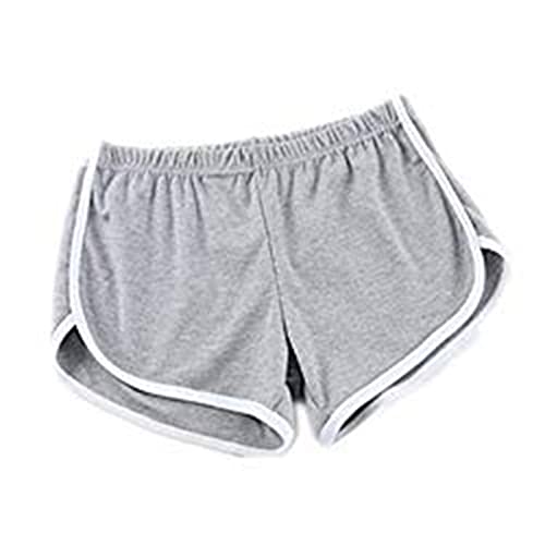 FM2018XSL Damen Mädchen Shorts Kurze Hose Sporthose Jogginghose atmungsaktiv Yoga Shorts Laufshorts-Grau+Weiß-S von FM2018XSL