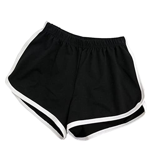FM2018XSL Damen Mädchen Shorts Kurze Hose Sporthose Jogginghose atmungsaktiv Yoga Shorts Laufshorts-Schwarz+Weiß-L von FM2018XSL