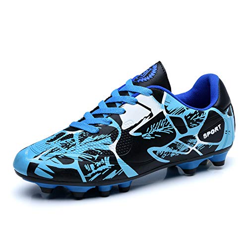 FM2018XSL Kinder Jungen Mädchen Fußballschuhe Trainingsschuhe Outdoor Sportschuhe-35-blau Langer Nagel von FM2018XSL
