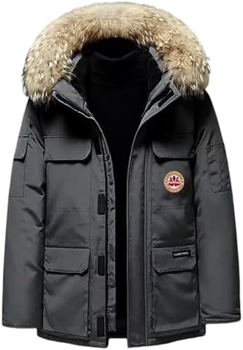 FM2018XSL Unisex Daunenjacke mit Pelz für Männer Wintermantel für Frauen Kapuze Daunenjacke von FM2018XSL
