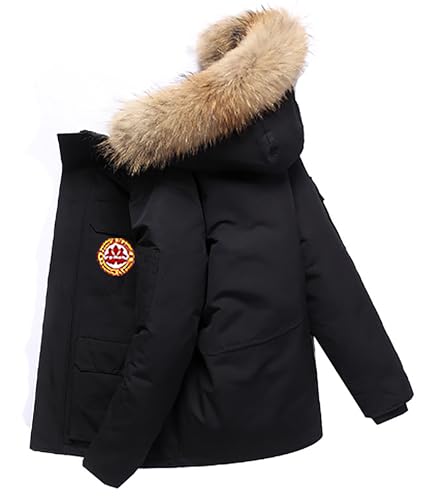 FM2018XSL Unisex Daunenjacke mit Pelz für Männer Wintermantel für Frauen Kapuze Daunenjacke von FM2018XSL