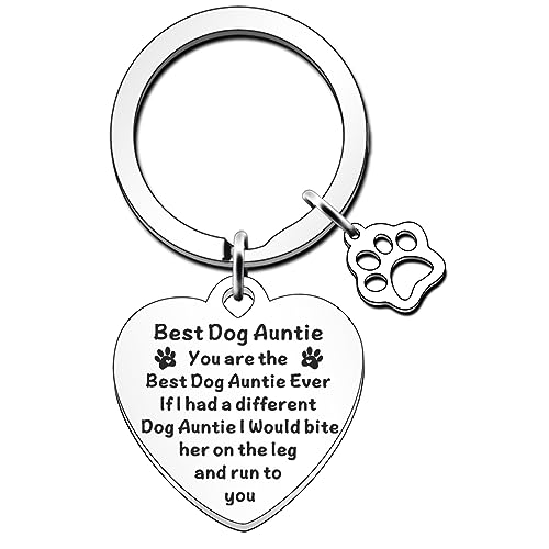FMCC Dog Auntie Gifts Dog Owner Gift Dog Lovers Keyring Christmas Birthday Gift for Dog Aunt Best Dog Auntie, silber, One size von FMCC