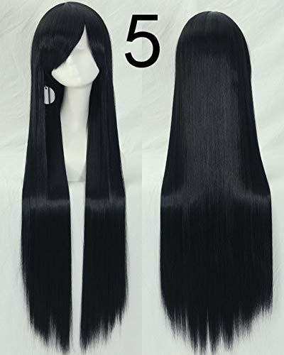 100CM 39 '' lange gerade Perücken Hitzebeständiges synthetisches Haar Frauen Universal Anime Cosplay Perücke Kostümzubehör Party Perücken + Mütze 5 von FNBK