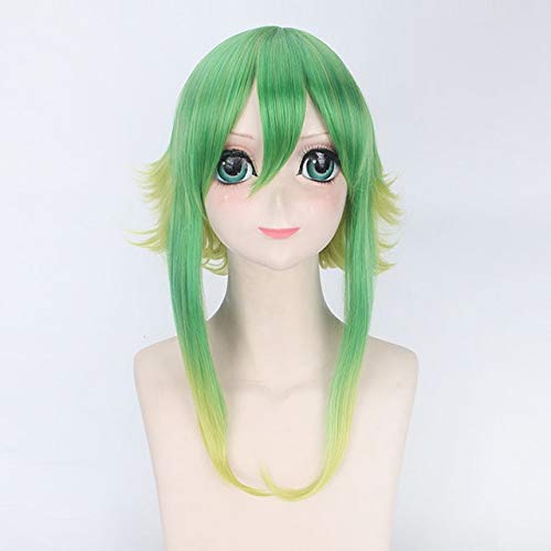 3 Styles Perücken Vocaloid Gumi Perücke Cosplay Kostüm Frauen Gelbgrün Farbverlauf Mittellanges Kunsthaar Vocaloid Gumi Perucas DM274 von FNBK