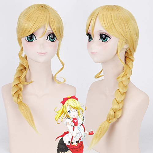 Anime Liebe Live Eli Ayase Cosplay Perücken Ellie Blonde Twist Braid Langes Haar Rollenspiel Kostüm Synthetische Perücke PL-408 von FNBK