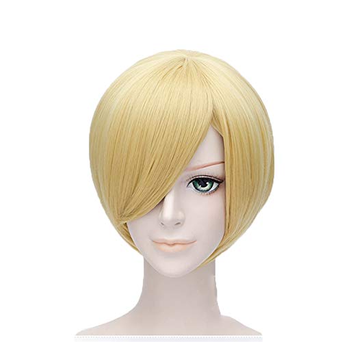 Anime One Piece Sanji Cosplay Perücke Blonde Gerade Kurze Vinsmoke Sanji Kunsthaar Halloween Kostüm Perücken für Erwachsene TB ALS von FNBK