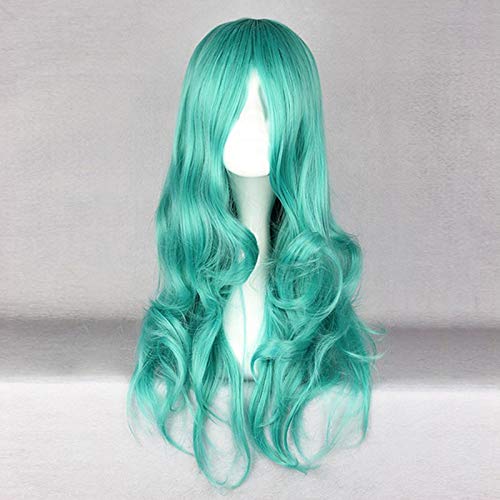 Anime Sailor Moon Neptun Kaiou Michiru Grün Langwellige lockige Perücke Cosplay Kostüm Hitzebeständiges Kunsthaar Frauen Perücken YX-229 von FNBK
