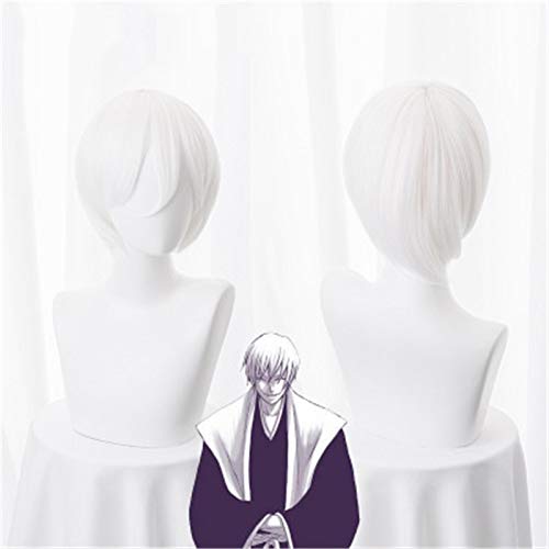 Bleiche Ichimaru Gin Cosplay Perücke Weiß Kurzes Kunsthaar Halloween Karneval Anime Kostüm Perücken KUZW031A von FNBK