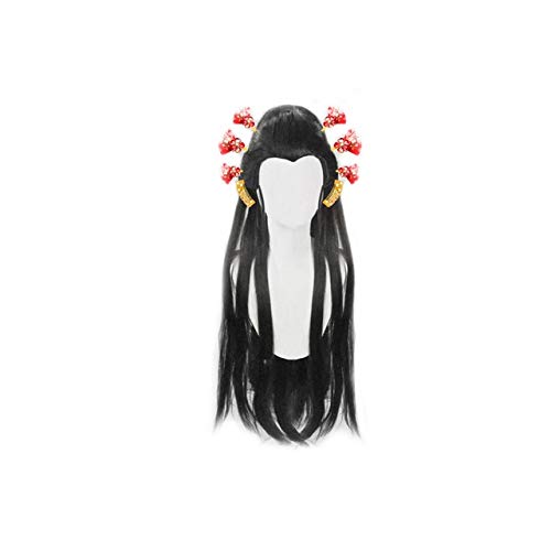 Daki Anime Demon Slayer Kimetsu No Yaiba Lang Schwarz/Silbergrün Gemischtes Cosplay Hitzebeständiges Kunsthaar + Kostenlose Perückenkappe Stil 1 von FNBK