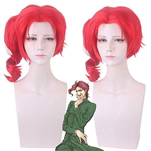 Kakyoin Noriaki von JOJO Red Curly Short Hochtemperaturfaser Syntheitc Haar Cosplay Perücke + Perückenkappe PL-286 von FNBK