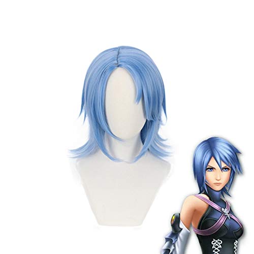 Kingdom Hearts III Aqua Blue Perücke Cosplay Kostüm Männer Frauen Hitzebeständig Synthetisches Haar Party Rollenspiel Perücken MZ-1351 von FNBK