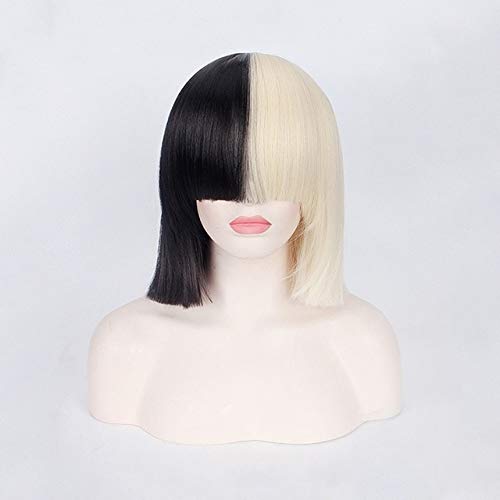 Kurze Ombre Haar Perücken Für Frauen Gerade SIA Perücke Cosplay Schwarz Blonde Bob Perücken Mit Pony Synthetisches Falsches Haar A. von FNBK