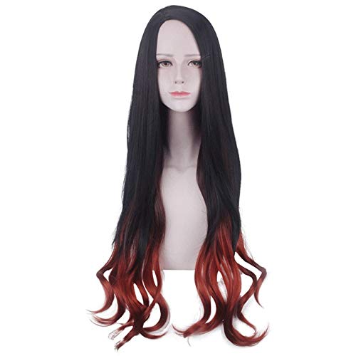 Lange Dämonentöterin Nezuko Kamado Cosplay Perücken Kimetsu no Yaiba Hitzebeständige Haare Cosplay Kostüm Perücken + Kostenlose Perückenkappe PL-180 1 von FNBK