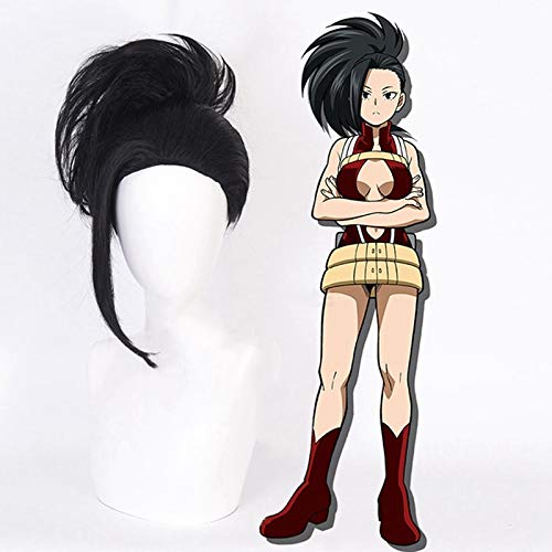 Mein Held Academia Boku Keine Hiro Akademia Momo Yaoyorozu Cosplay Perücke Schwarz Hitzebeständige Synthese Haar Anime Kostüm Perücken KUQX806 von FNBK