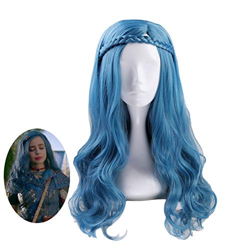 Nachkommen 2 Evie Blue Green Mix Lange gewellte Perücke Cosplay Kostüm Frauen Hitzebeständig Synthetisches Haar Party Rollenspiel Perücken MZ-1249B von FNBK