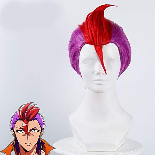 Nanbaka Detentionhouse Rock Nr. 69 Cosplay Perücke Short Shaggy Layered Purple Red Mix Synthetische Haarperücken 422C von FNBK