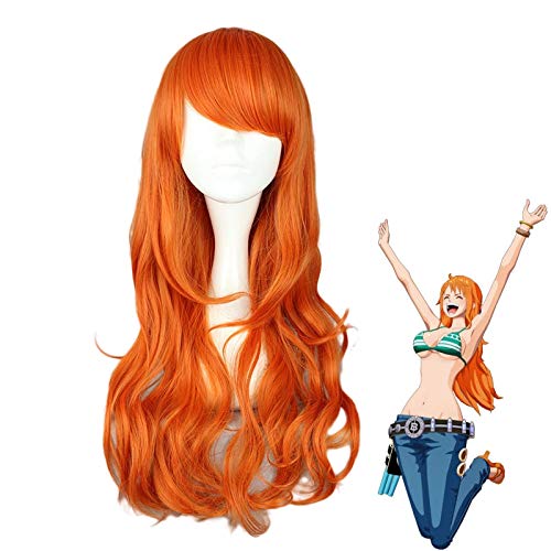 One Piece Nami 2 Jahre später Orange lange lockige Perücke Cosplay Kostüm Frauen hitzebeständige synthetische Haare Party Rollenspiel Perücken Perücke -338B von FNBK