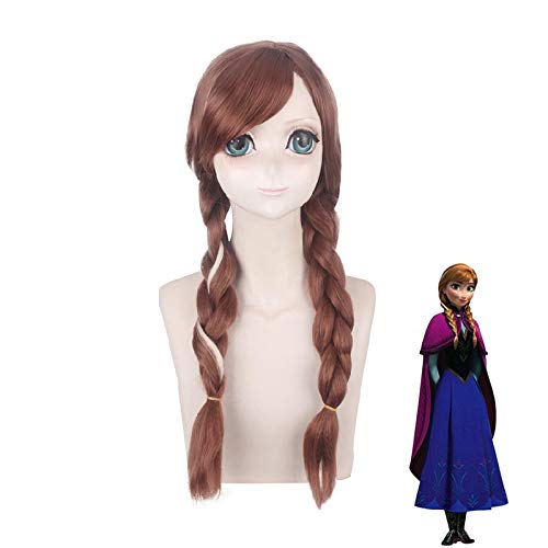 Prinzessin Anna Brown Mix Blonde Doppel geflochtene synthetische Cosplay Party Perücke für Halloween Weihnachten PL-310-2 von FNBK