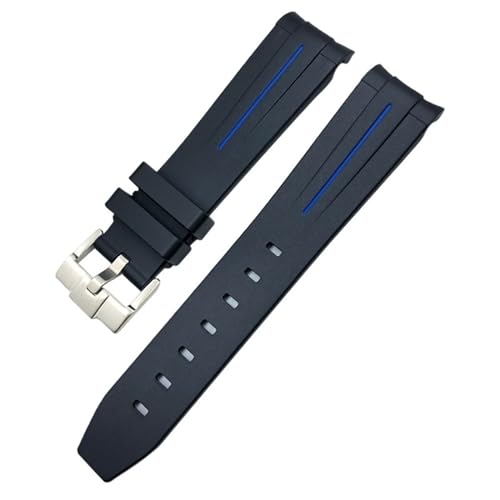 FNDWJ 20 mm Silikon-Gummi-Armband für Omega Rolex Submariner GMT Seamaster Speedmaster Moon Watch, buntes wasserdichtes Armband(Black blue) von FNDWJ