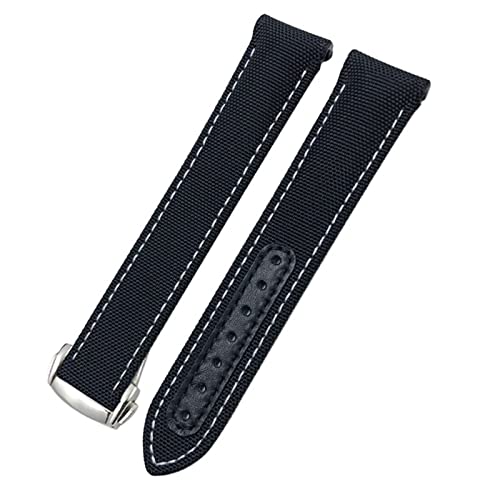 FNDWJ 20 mm Uhrenarmband aus Segeltuch und Leder unten für Omega Seamaster 300 Speedmaster AT150 Planet Ocean, Nylon-Uhrenarmband für Damen und Herren, 20 mm, Achat von FNDWJ