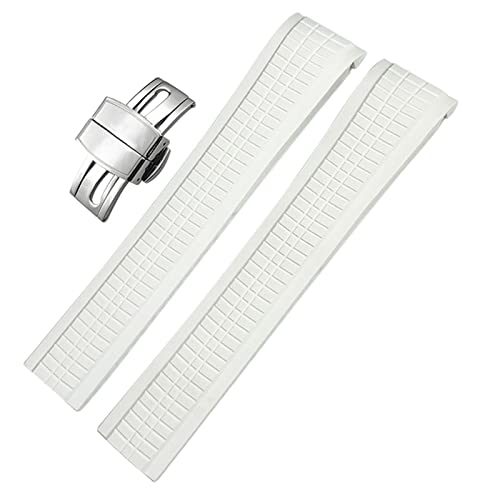 FNDWJ 21 mm buntes fluoröses Gummi-Uhrenarmband für Patek 5164A 5167A Aquanaut Philippe Serie Schmetterlingsschnalle Silikon-Uhrenarmband, Gold Buckle, Achat von FNDWJ