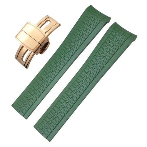 FNDWJ 22 mm Fluorkautschuk-Uhrenarmband für Patek Aquanaut 5168G 5968G Philippe Metallstifte mit gebogenem Ende und weichem Uhrenarmband(Green rose gold) von FNDWJ