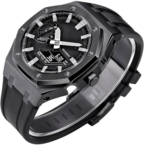 FNDWJ 5. Generation Metall-Uhrengehäuse + Gummiband, Mod-Kit, für GM2100 GA2100/GA2110, Edelstahl-Lünettenband-Modfikation, Ersatz-Zubehör-Set für Herrenuhren, GA2100/2110, Achat von FNDWJ