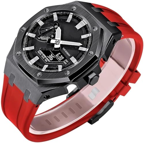 FNDWJ 5. Generation Metall-Uhrengehäuse + Gummiband, Mod-Kit, für GM2100 GA2100/GA2110, Edelstahl-Lünettenband-Modfikation, Ersatz-Zubehör-Set für Herrenuhren, GA2100/2110, Achat von FNDWJ