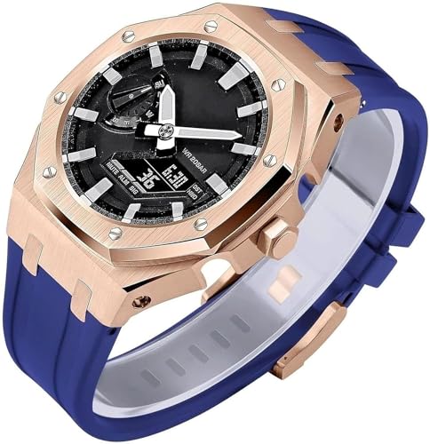 FNDWJ 5. Generation Metall-Uhrengehäuse + Gummiband, Mod-Kit, für GM2100 GA2100/GA2110, Edelstahl-Lünettenband-Modfikation, Ersatz-Zubehör-Set für Herrenuhren, GM2100, Achat von FNDWJ
