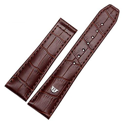 FNDWJ Armband für Maurice Lacroix Eliros, erste Schicht Kalbsleder, 20 mm, 22 mm, mit Faltschließe, schwarzbraunes Rindslederband, 22 mm, Achat von FNDWJ