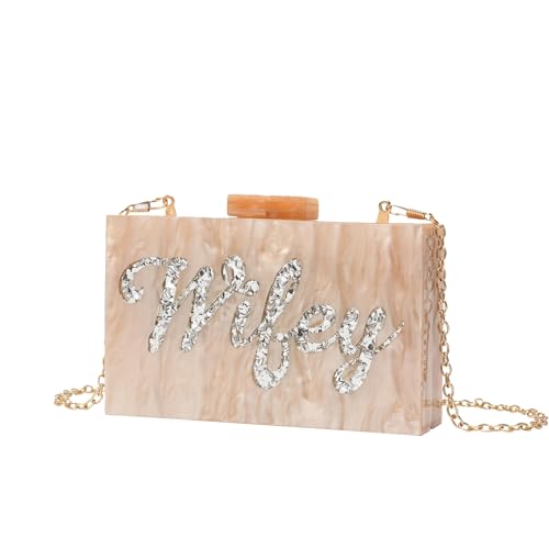 FNDWJ Clutch mit Acrylkette, modisch, One-Shoulder-Umhängetasche, Handytasche, aprikose, Einheitsgröße von FNDWJ