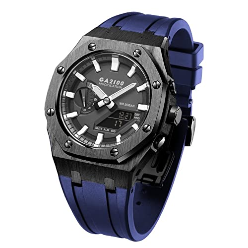 FNDWJ Für GA2100STHB-7A Metall-Uhrengehäuse, Silikon-Armband, 316 Edelstahl, modifiziertes Zubehör-Set, Einheitsgröße, Achat von FNDWJ