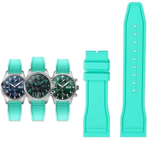 FNDWJ Für IWC Fluorkautschuk Uhrenarmband Schnellverschluss Pilot AMG Petronas F1 Team Wasserdichtes Sportarmband Armband 20mm 21mm 22mm(Green-no clasp,20mm) von FNDWJ