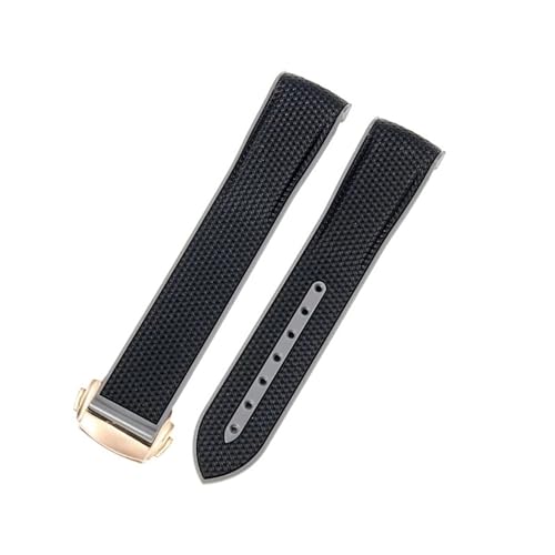FNDWJ Für Omega Swatch Planet Joint Name Series 20 mm farblich passendes Silikon-Uhrenarmband Arc Interface Wasserdicht Ersatz-Uhrenarmbänder(Black gray-Rose-Z3) von FNDWJ