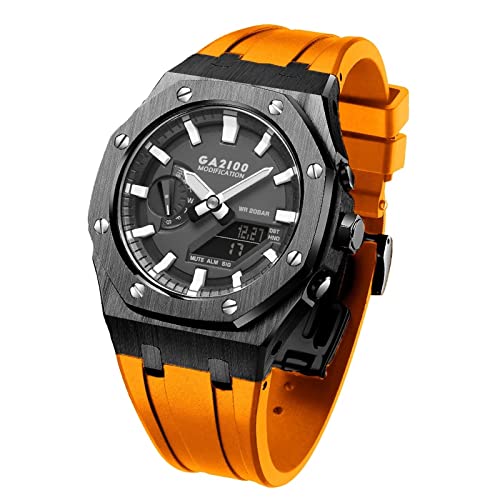 FNDWJ GA2100 MOD Kit für GA2100-4A Metall-Uhrengehäuse, Silikonarmband, 316 Edelstahl, modifiziertes Zubehör, Armband, Lünettenbänder, Einheitsgröße, Achat von FNDWJ